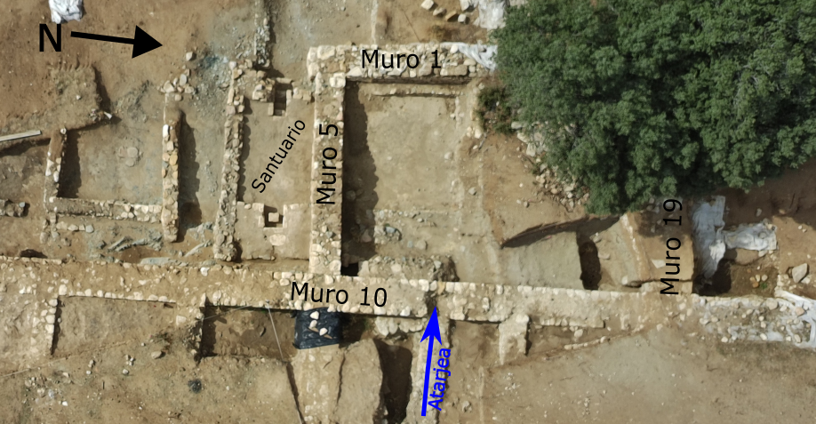  Imagen cenital de los muros que se describen en el texto